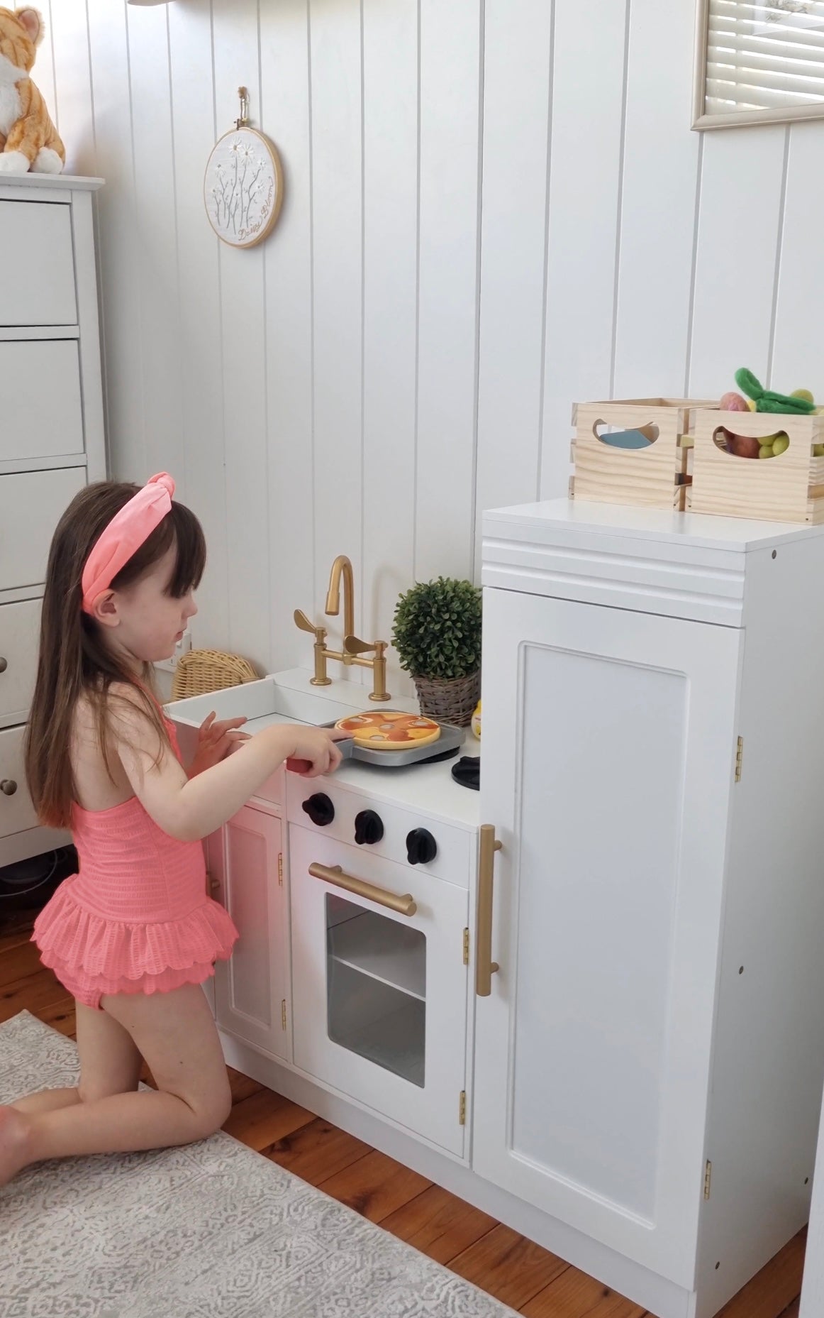 Play Kitchen - White & Gold Shaker