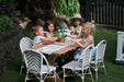 Kids have garden party. My Little Manor kids timber outdoor table with kids Provincial Bistro Chairs