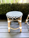 Children's black and white rattan stool