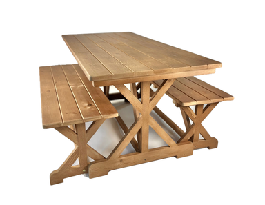 Kids outdoor timber table and bench seat set